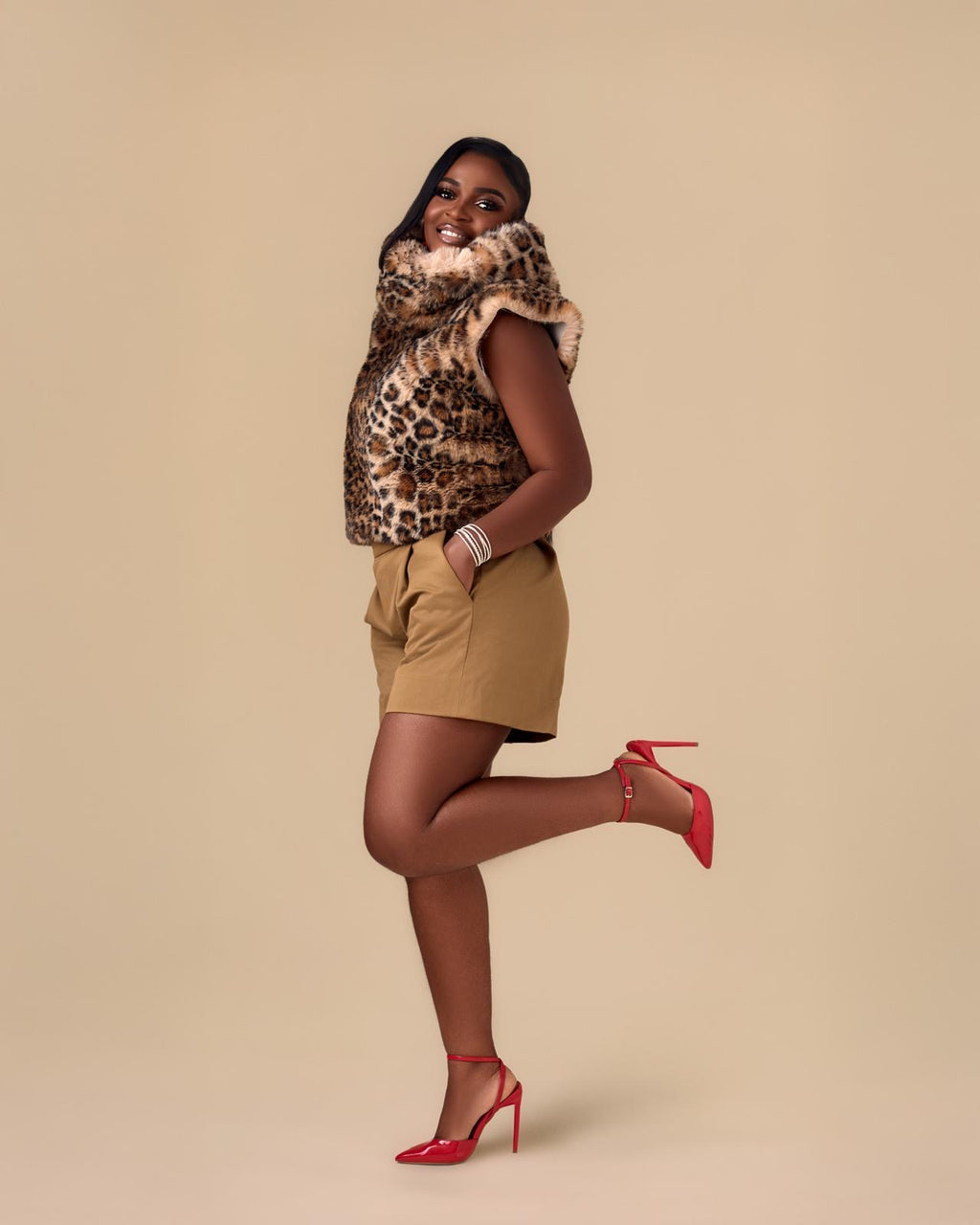 Turtle Neck fur tiger top