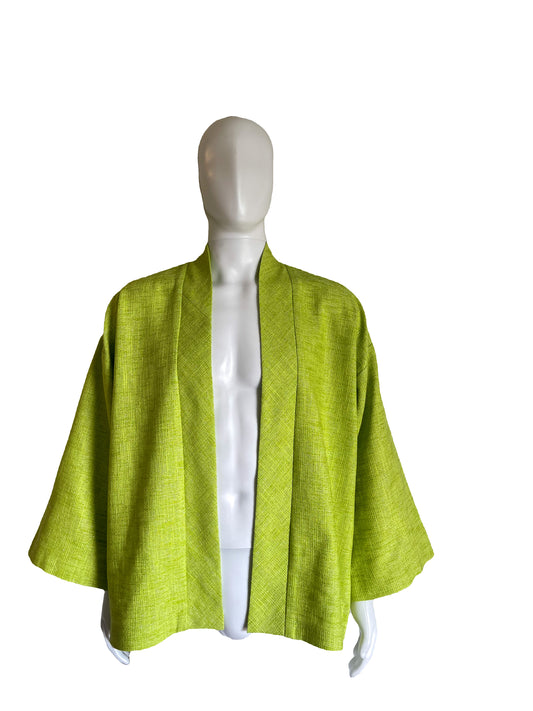 2 piece lemon green kimono jacket and 3/4 pant